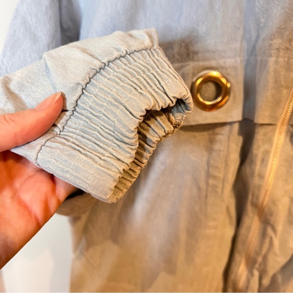 VINTAGE | denim chambray lightweight zip up grommet jacket - Picture 6 of 11